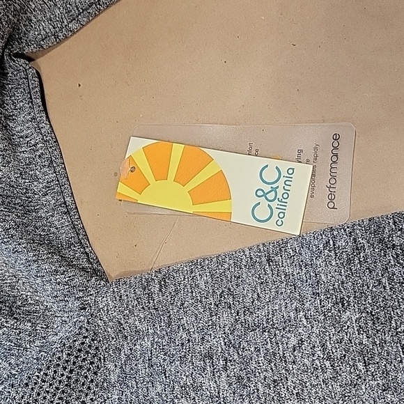 C&C California Size S Gray Long Sleeve Pullover Shirt Stretch Mesh Detail NEW - Picture 11 of 13